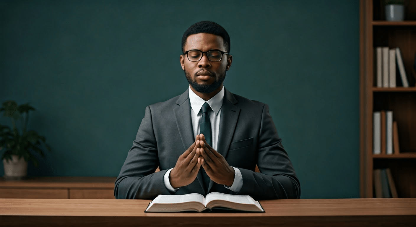 Close-up of Bible open to psalms with candlelight