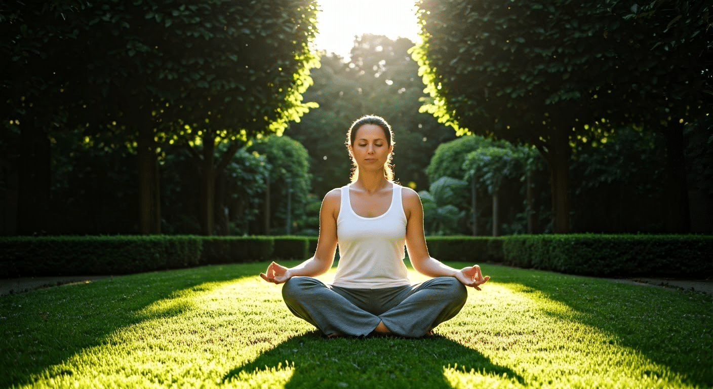 Mindfulness Meditation For Anxiety - A woman practicing mindfulness meditation in a tranquil garden setting